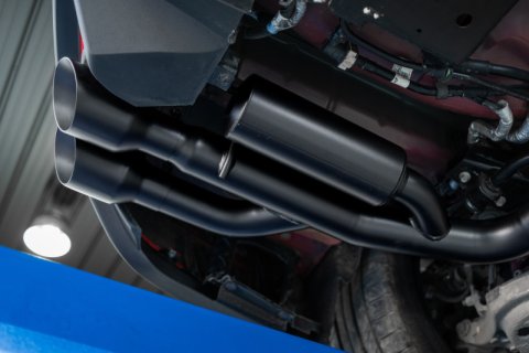 MBRP 18-19 Ford Mustang GT 5.0 3in Cat Back Quad Tip Race Version - Black thumbnail 4