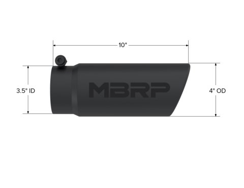 MBRP Universal Tip 4 O.D. Angled Rolled End 3.5 inlet 10 length- Black Finish thumbnail 5