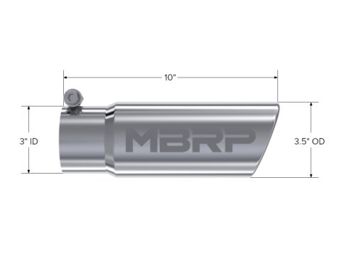 MBRP Universal Tip 3in O.D. Angled Rolled End 3 inlet 10 length thumbnail 5