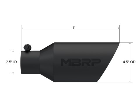 MBRP Universal Dual Wall Angle Rolled End Tip 4-1/2in OD / 2-1/2in Inlet / 11in Length - Black thumbnail 4