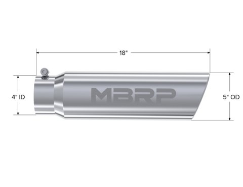 MBRP Universal 5in OD Angled Rolled End 4in Inlet 18in Length T304 Exhaust Tip thumbnail 5