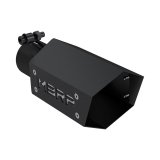 MBRP Universal 4in Hex Tip 2.5in Inlet 10in Length w/ Logo - Black Coated thumbnail 1