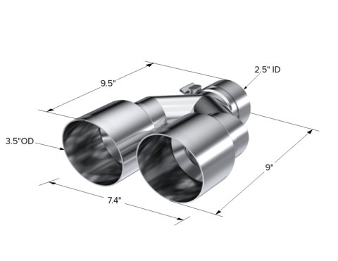 MBRP Universal T304 SS Dual Tip 3.5in OD/2.5in Inlet thumbnail 3
