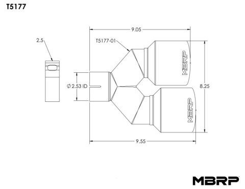 MBRP Universal T304 SS Dual Tip 4in OD/2.5in Inlet thumbnail 2