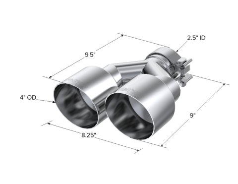 MBRP Universal T304 SS Dual Tip 4in OD/2.5in Inlet thumbnail 3