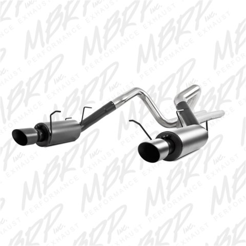 MBRP 11-14 Ford Mustang GT 5.0L 3in Cat Back Dual Split Rear Street Version 4in Tips - Black thumbnail 1