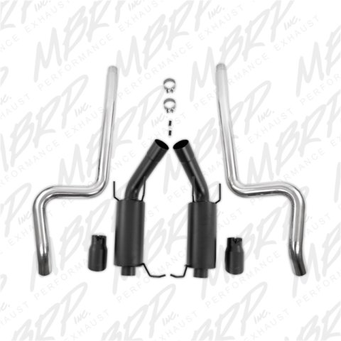MBRP 11-14 Ford Mustang GT 5.0L 3in Cat Back Dual Split Rear Street Version 4in Tips - Black thumbnail 6