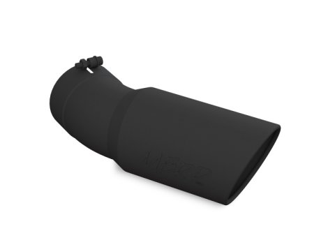 MBRP Universal Tip 6in OD 5in Inlet 15.5in Length 30 Deg Bend Angled Rolled End Black thumbnail 3