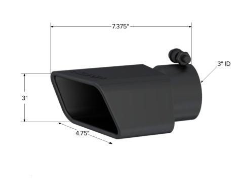 MBRP Universal Tip 4.75inx 3in Rectangle Angled Cut 3in O.D. inlet Pass. Side 7.375in length Black thumbnail 5