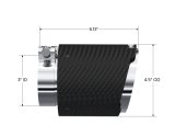 MBRP Universal Carbon Fiber Dual Wall Tip 4.5in OD/3in Inlet/6.13in L thumbnail 1