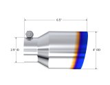 MBRP Burnt End Tip 2.5 ID 4 ID Out 6.5 length Single Wall Angle Cut 304 Stainless Steel thumbnail 3