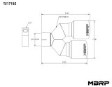 MBRP Burnt End Tip 2.5 ID, Dual 3.5 OD Out, 9.5 length, Single wall 304 Stainless Steel thumbnail 2