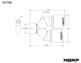 MBRP Burnt End Tip 2.5 ID, Dual 3.5 OD Out, 9.5 length, Single wall 304 Stainless Steel thumbnail 3