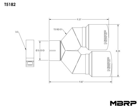 MBRP 3in ID / Dual 4in OD Out Staggered L 9.87in / R 9.37in Single Wall T304 SS Univ Exhaust Tip thumbnail 2