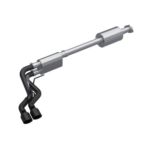 MBRP 2021+ Ford F150 Black Coated Dual Pre-Axle (Street Profile) 2.5in OD Tips 3in Cat Back Exhaust thumbnail 1
