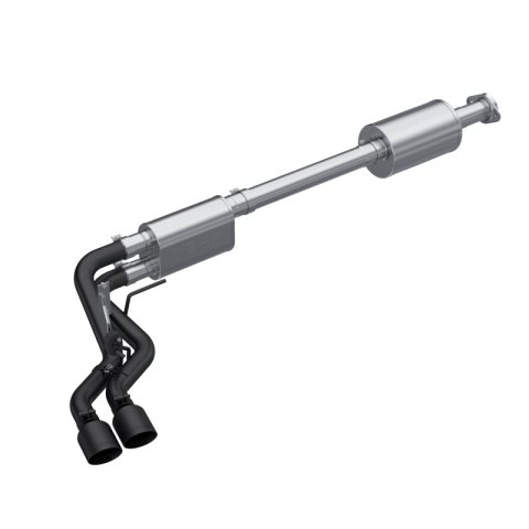 MBRP 2021+ Ford F150 Black Coated Dual Pre-Axle (Street Profile) 2.5in OD Tips 3in Cat Back Exhaust thumbnail 2