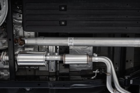 MBRP 2021+ Ford F150 Black Coated Dual Pre-Axle (Street Profile) 2.5in OD Tips 3in Cat Back Exhaust thumbnail 5