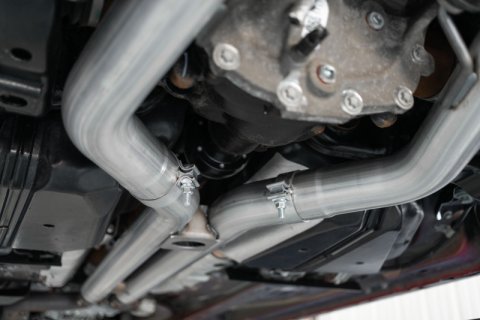 MBRP 18-22 Ford Mustang GT 5L T304 SS 3in Cat-Back Dual Rear w/4in Quad Carbon Fiber Tips (Race) thumbnail 3