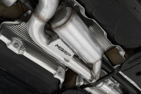 MBRP 2022 Volkswagen Golf R MK8 3in Cat-Back Quad Rear w/ Carbon Fiber Tips Valve Delete Exhaust thumbnail 3