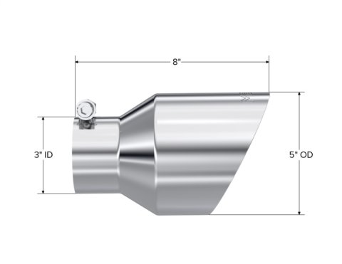 MBRP Universal T304 Stainless Steel Tip 3on ID / 5in OD Out / 8in Length Angle Cut Dual Wall thumbnail 3