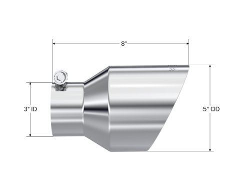 MBRP Universal T304 Stainless Steel Tip 3on ID / 5in OD Out / 8in Length Angle Cut Dual Wall thumbnail 4