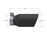MBRP Universal Tip 4.5in OD / 3.2in Inlet / 10in Length / Angled Cut Rolled End - Black thumbnail 2