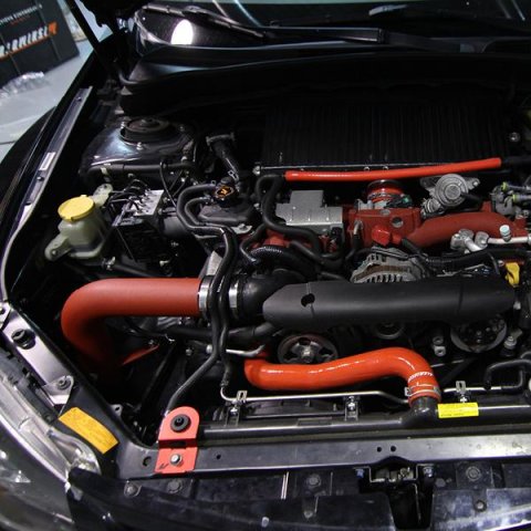 Mishimoto 08+ Subaru WRX/STi Performance Cold Air Intake Kit - Wrinkle Red thumbnail 4