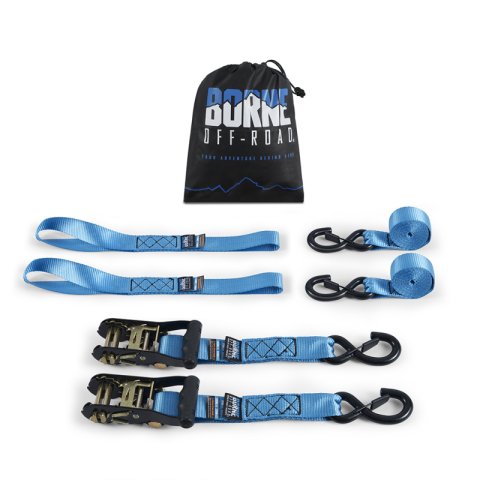 Borne Off-Road Heavy-Duty Ratchet Tie-Down Kit (2-Pack) - Blue