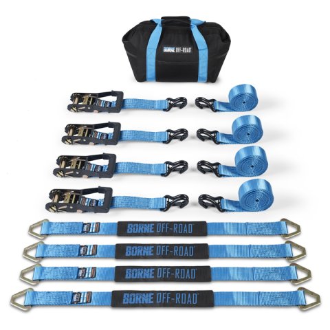 Borne Off-Road Vehicle Ratchet Tie-Down Kit (4 pack) Blue thumbnail 9