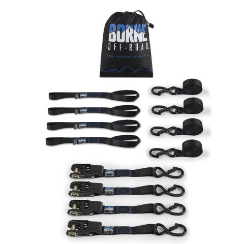 Borne Off-Road Medium-Duty Ratchet Tie-Down Kit (4-Pack) Black thumbnail 1