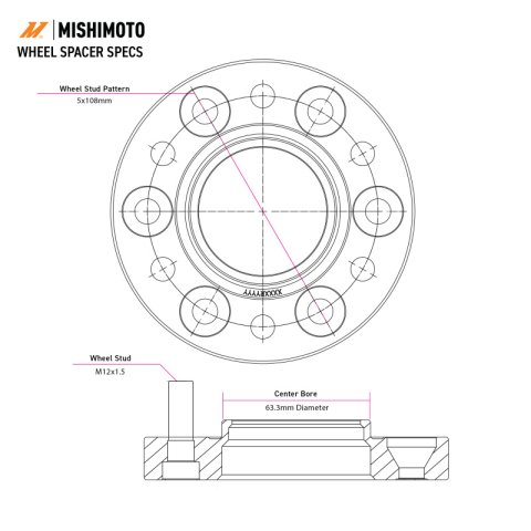 Mishimoto Wheel Spacers - 5x108 - 63.3 - 25 - M12 - Black thumbnail 8