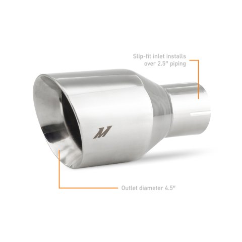 Mishimoto Clamp-on Double Wall Exhaust Tip 2.5 Inlet Slash Cut - polished thumbnail 4