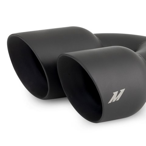 Mishimoto Dual Offset Tips 2.5in Inlet 3in Outlet Slash Cut - Black thumbnail 1