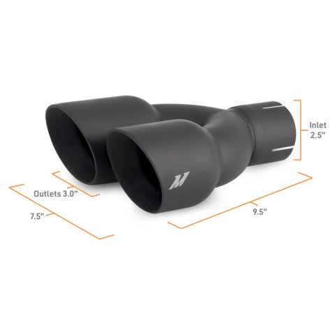 Mishimoto Dual Offset Tips 2.5in Inlet 3in Outlet Slash Cut - Black thumbnail 2