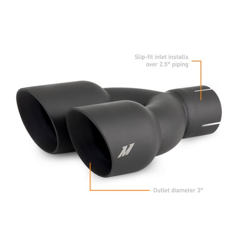 Mishimoto Dual Offset Tips 2.5in Inlet 3in Outlet Slash Cut - Black thumbnail 3