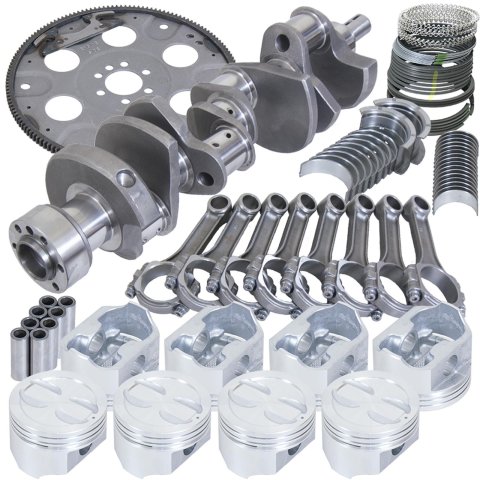 Eagle Chevy 350 1Pc 3.480in Crank 5.700in I-Beam Rods 4.000in Pistons 153 Tooth FP Balanced Assembly