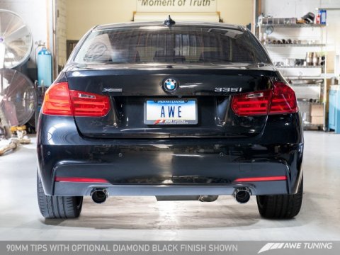 AWE Tuning BMW F3X 335i/435i Touring Edition Axle-Back Exhaust - Diamond Black Tips (90mm) thumbnail 4
