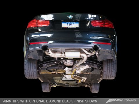AWE Tuning BMW F3X 335i/435i Touring Edition Axle-Back Exhaust - Diamond Black Tips (90mm) thumbnail 6