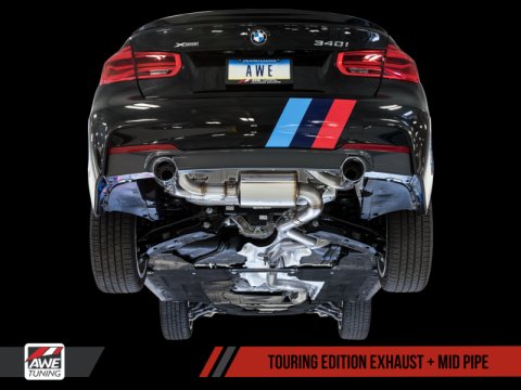 AWE Tuning BMW F3X 340i Touring Edition Axle-Back Exhaust - Diamond Black Tips (90mm) thumbnail 3