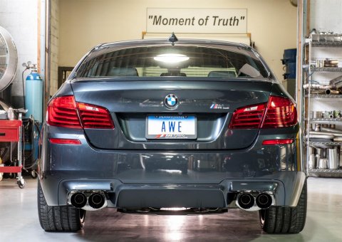 AWE Tuning BMW F10 M5 Touring Edition Axle-Back Exhaust Diamond Black Tips thumbnail 1