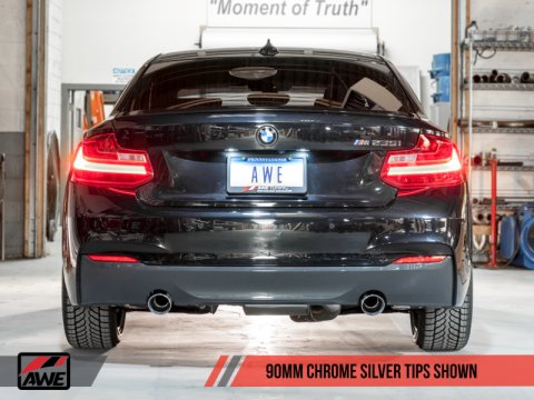 AWE Tuning BMW F22 M235i / M240i Touring Edition Axle-Back Exhaust - Chrome Silver Tips (102mm) thumbnail 1