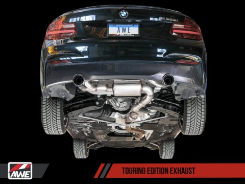 AWE Tuning BMW F22 M235i / M240i Touring Edition Axle-Back Exhaust - Chrome Silver Tips (102mm) thumbnail 2