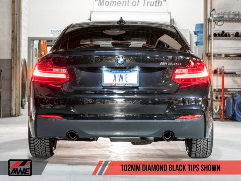 AWE Tuning BMW F22 M235i / M240i Touring Edition Axle-Back Exhaust - Diamond Black Tips (102mm) thumbnail 1