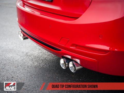 AWE Tuning BMW F3X N20/N26 328i/428i Touring Edition Exhaust Quad Outlet - 80mm Chrome Silver Tips thumbnail 7