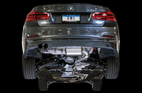 AWE Tuning BMW F3X N20/N26 328i/428i Touring Edition Exhaust Quad Outlet - 80mm Chrome Silver Tips thumbnail 8