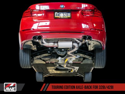 AWE Tuning BMW F3X N20/N26 328i/428i Touring Edition Exhaust Quad Outlet - 80mm Chrome Silver Tips thumbnail 9