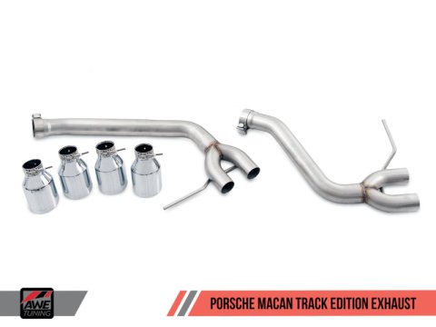 AWE Tuning Porsche Macan Track Edition Exhaust System - Diamond Black 102mm Tips thumbnail 3