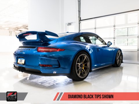 AWE Tuning Porsche 991 GT3 / RS SwitchPath Exhaust - Diamond Black Tips thumbnail 3