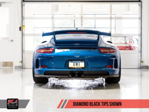 AWE Tuning Porsche 991 GT3 / RS SwitchPath Exhaust - Diamond Black Tips thumbnail 4