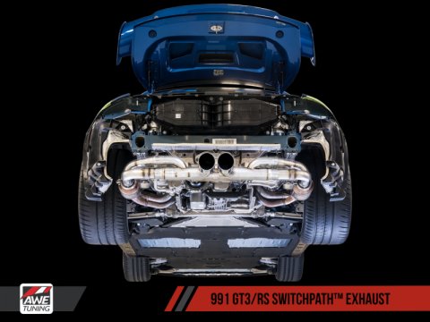 AWE Tuning Porsche 991 GT3 / RS SwitchPath Exhaust - Diamond Black Tips thumbnail 6